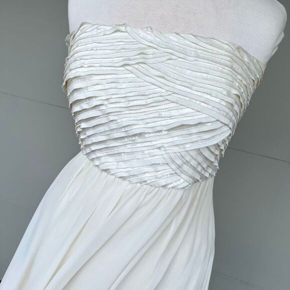 Calvin Klein Silk Strapless Maxi Dress Size 8 Bridal Wedding Gown Formal White - Picture 2 of 14